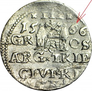 RRR-, Sigismondo III Vasa, Trojak 1586, Riga, varietà più rara