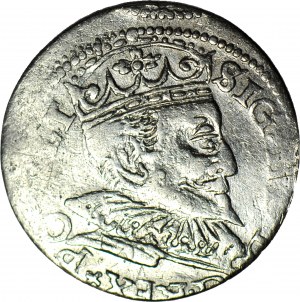 RRR-, Sigismondo III Vasa, Trojak 1586, Riga, varietà più rara