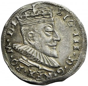 R-, Zikmund III Vasa, Trojak 1590, Vilnius, erb Leliwa pod poprsím, vzácný