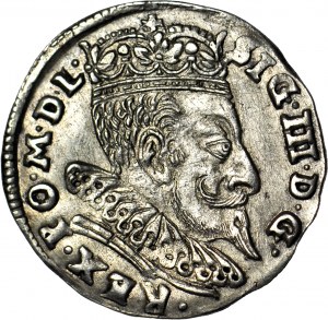 Sigismond III Vasa, Trojak 1596, Vilnius, armoiries de la Prusse, belle