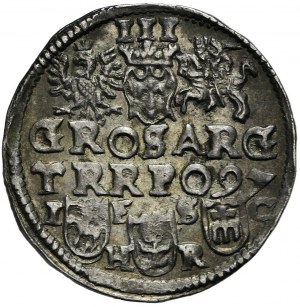 Žigmund III Vaza, Trojak 1597, Bydgoszcz, nápis v dvoch riadkoch