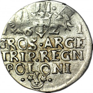 RR-, Sigismondo III Vasa, Trojak 1621, Cracovia, REG punzonato su REX