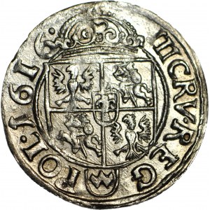 RRR-, Zygmunt III, Trzykrucierzówka 1616 Wadwicz, Kraków, podwójna tarcza z nominałem