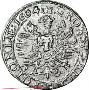 R-, Zygmunt III Grosz 1604 Lewart, piękny C, R5, T.6mk