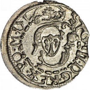 RR-, Zygmunt III Waza, Szeląg 1614, Wilno, trefl pod tarczami herbowymi, rzadki