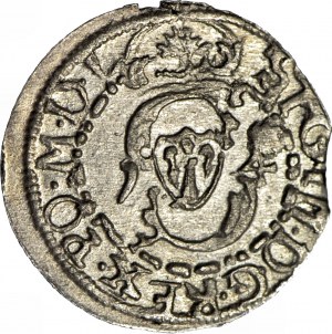 RR-, Zygmunt III Waza, Szeląg 1614, Wilno, trefl pod tarczami herbowymi, rzadki