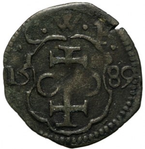 RR-, Sigismund III. Wasa, Denar 1589, Wschowa, sehr selten