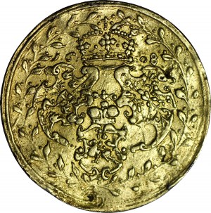 Sigismondo III Vasa, medaglia da 10 ducati 1608, antica COPIA dorata