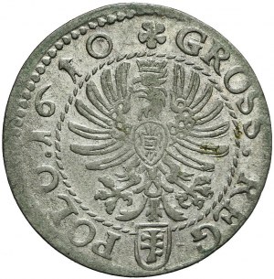 Sigismondo III Vasa, centesimo 1610, Cracovia, Pilawa, bella
