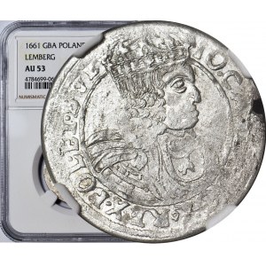 RRR-, Jan Kazimierz, Szóstak 1661 GBA Lwów, BRAK NOMINAŁU, R8