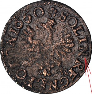 RRR-, John Casimir, Shilling de la Couronne 1660, Ujazdów, SOLIN avec N, au lieu de SOLID