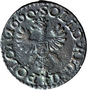 RR-, Giovanni Casimiro, scellino della corona 1660, Ujazdów, N rovesciata in IOAN