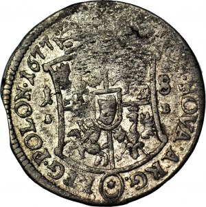 R-, John III Sobieski, Ort 1677, Bydgoszcz, S-B, 6 bandes longues, belle