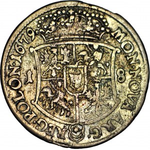 RR-, Jan III Sobieski, Ort 1679, rzadki rocznik, R4, odwrotka 180stopni