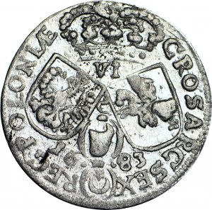 RR-, Sobieski, šestý z roku 1683, Krakov, PTAK (Paw? Czapla?), NIENOTOVÁNO, velmi vzácné