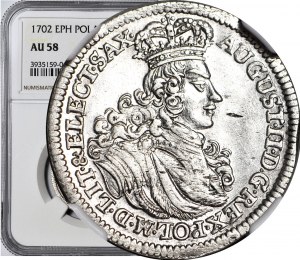 August II Silný, šestipence 1702 EPH, Lipsko, raženo