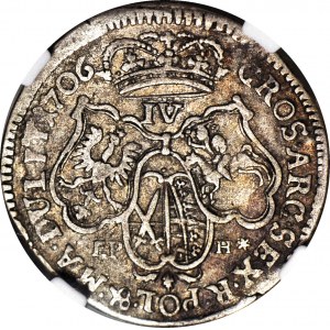RRR-, August II Mocny, Szóstak Moskwa 1706 EPH*, błędny nominał IV, ekstremalnie rzadki