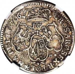 RRR-, Augustus II Silný, Sixpence Moscow 1706 EPH*, nesprávne označenie IV, veľmi zriedkavé