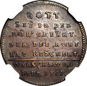 R-, August II Silný, medailon 1717, památka míru