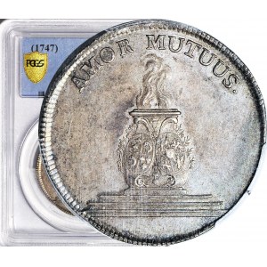 R-, August III Sas, 2/3 talara (gulden zaślubinowy) 1747, Drezno, gabinetowy