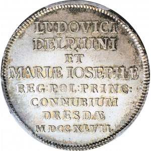 R-, August III Sas, 2/3 talara (gulden zaślubinowy) 1747, Drezno, gabinetowy