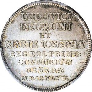 R-, Augusto III Sas, 2/3 talleri (fiorino nuziale) 1747, Dresda, Gabinetto