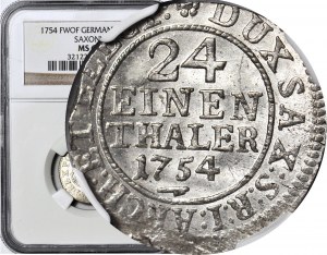 August III Sas, 1/24 thaler 1754 FWóF, Dresden, minted