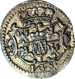 RR-, August III Sas, Halerz 1734 IGS, velmi pěkný a velmi vzácný první ročník, jediný s IGS