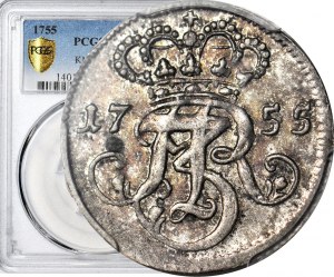 R-, Auguste III Sas, Trojak 1755, Gdansk, R2, monnayé