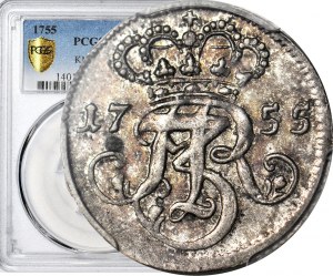 R-, August III Sas, Trojak 1755, Gdansk, R2, minted