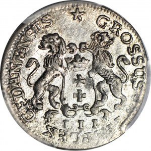 R-, August III Sas, Trojak 1755, Gdaňsk, R2, mincovna