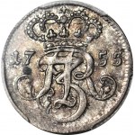 R-, August III Sas, Trojak 1755, Gdańsk, R2, menniczy