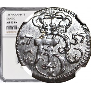 R-, August III, Szeląg 1757 Gdańsk