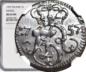 R-, Augustus III, Shelag 1757 Gdansk