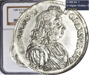 R-, Pomoransko, Karol XI, 2/3 toliara (Gulden) 1689 ILA, Štetín, VÝBORNÝ