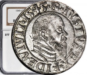 Duchy of Prussia, Albrecht Hohenzollern, 1545 penny, Königsberg, minted
