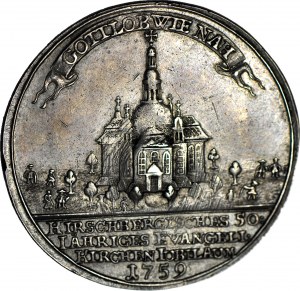 R-, Slezsko, medaile 1759r, stříbro 37,5 mm, Jelenia Góra