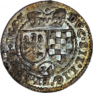 RR-, Sliezsko, Jan Chrystian a Jerzy Rudolf, 3 krajcary 1605, Zloty Stok - LIG - vzácne