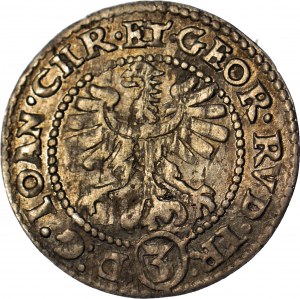 RRR-, Slezsko, Jan Chrystian a Jiří Rudolf, 3 krajcary, 1609 Ct, Zloty Stok, velmi vzácné