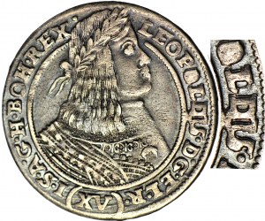 R-, Schlesien, Leopold I., 15 Krajcars 1662 G-H, Wrocław, Fehler LEOPOLDIS, nicht aufgelistet