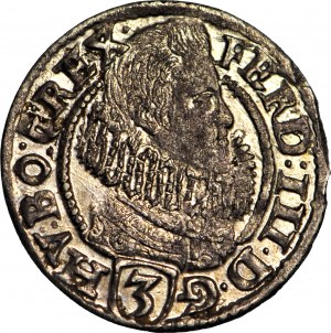 Slezsko, Ferdinand III, 3 krajcary 1629 PH, Kladsko, krásná