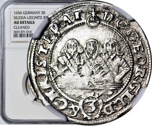 RR, Schlesien, Schlesien, drei Brüder, 3 krajcars 1656, Brzeg, b. schön, Reverse 180 deg.