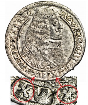 RRR-, Slezsko, Jiří III. z Brestu, 15 krajcarů 1664, Brzeg, GROTS v Xs, poslední rok ražby, vzácné, neuvedeno