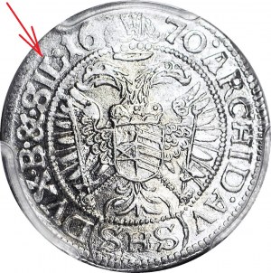 Slezsko, Leopold I., Vratislav, 3 krajcary 1670, (SHS), mincovna, špička SIL.