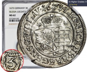 RRR-, Schlesien, Ludwika Anhalcka, 3 krajcars 1673, Brzeg, No C-B, b. selten, R6+