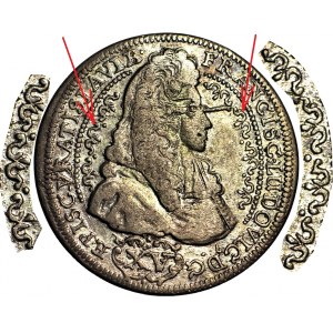 RR-, Śląsk, Franciszek Ludwik, 15 krajcarów 1693, Nysa, ozdobne ornamenty, b. rzadki