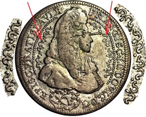 RR-, Silésie, Franciszek Ludwik, 15 krajcars 1693, Nysa, ornements décoratifs, très rare