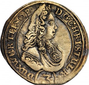 R-, Slesia, Chrystian Ulrich, 3 krajcary 1698 LL, Olesnica, annata molto rara
