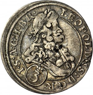 Śląsk, Leopold I, 3 krajcary 1700 CB, Brzeg, rzadszy rocznik