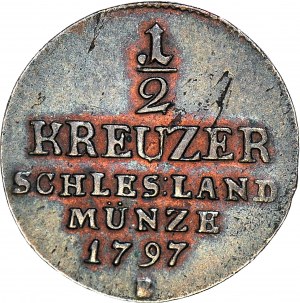 Schlesien, Friedrich Wilhelm II, 1/2 krajcar 1797 B, Wrocław, schön